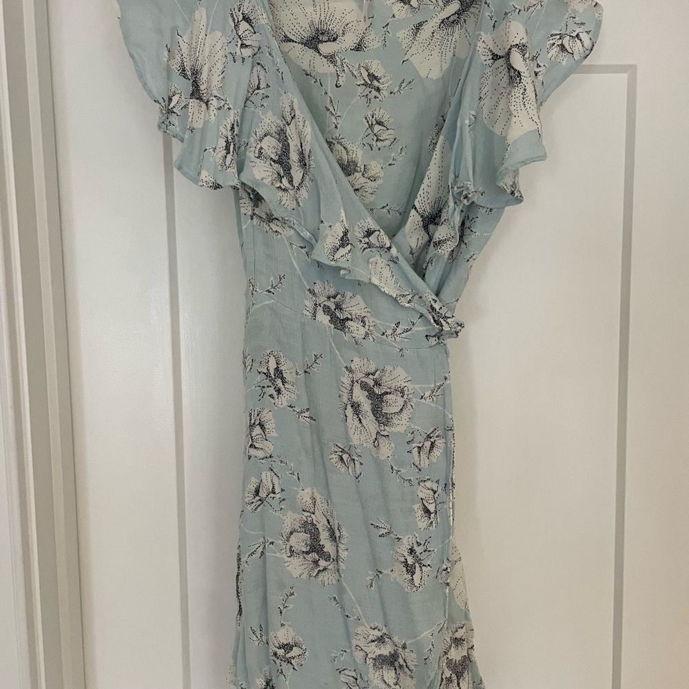 Free People Floral Ruffle Sleeve Wrap Dress